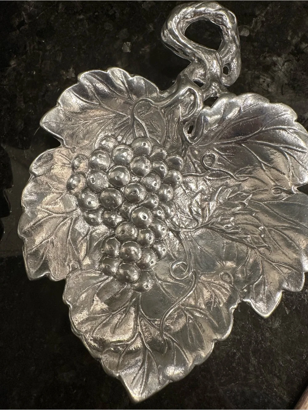 Arthur Court Aluminum Chip & Dip Platter Grape & Leaf Pattern